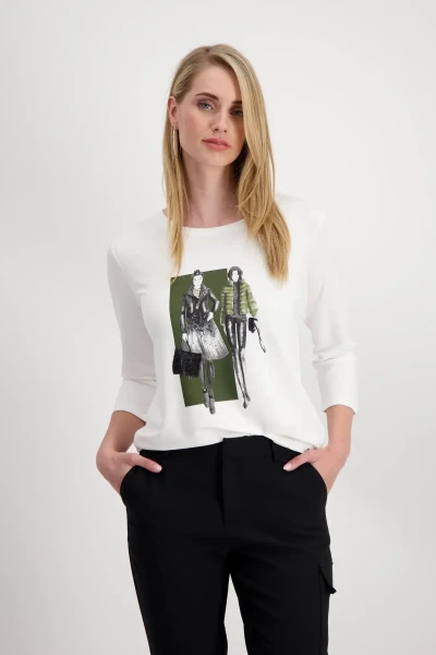 Monari T Shirt mit Strass Schrift Nur noch ein Tag übrig