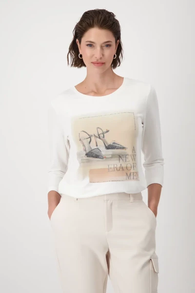 Monari T-Shirt mit Blumen Print und Strass 50% Rabatt mit kostenlosem Versand