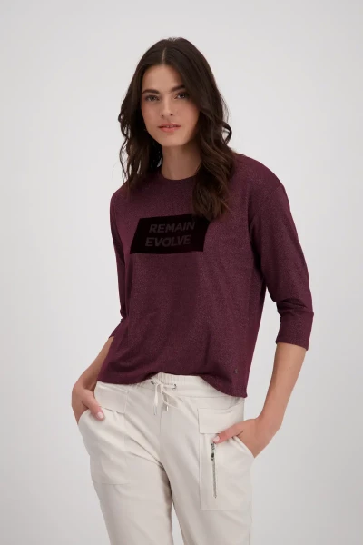 Monari Glänzendes T-Shirt mit Strass Schrift Speichern exportieren