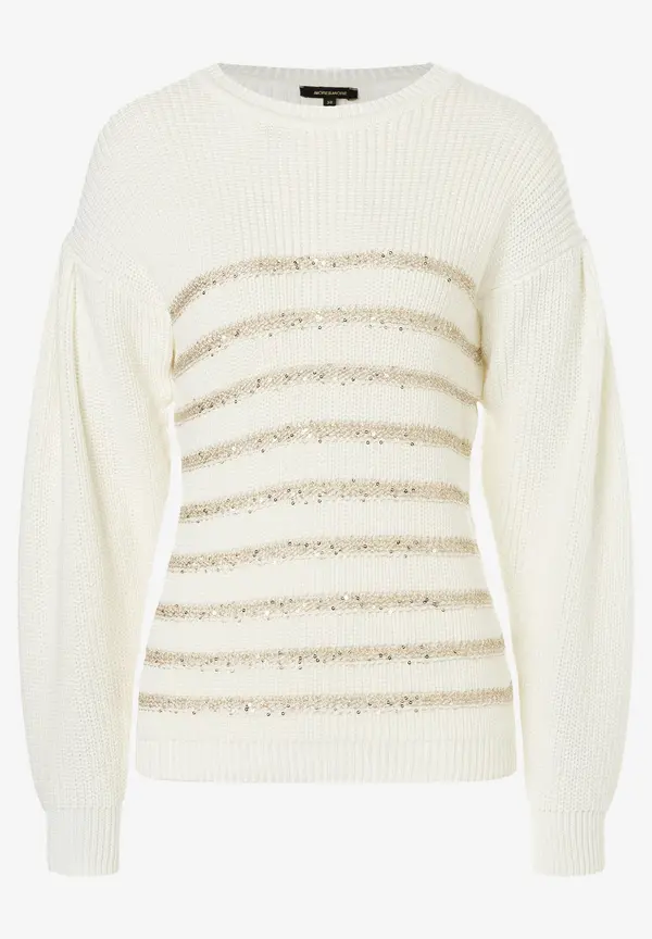 More & More Pullover mit Paillettenstreifen, ecru, Herbst-Kollektion Wochenangebot