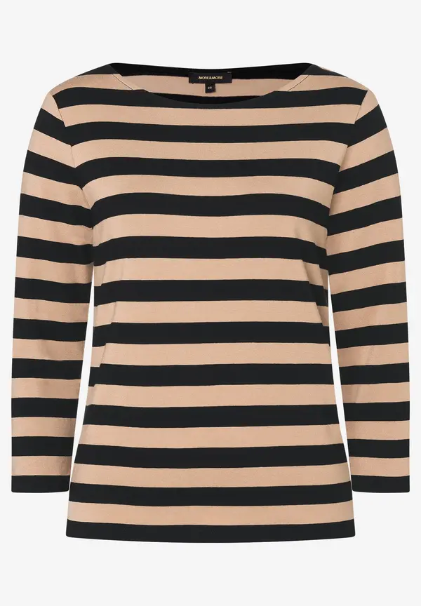 More & More Streifenshirt, schwarz/beige Nur noch ein Tag übrig