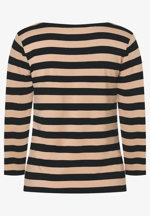 More & More Streifenshirt, schwarz/beige Nur noch ein Tag übrig
