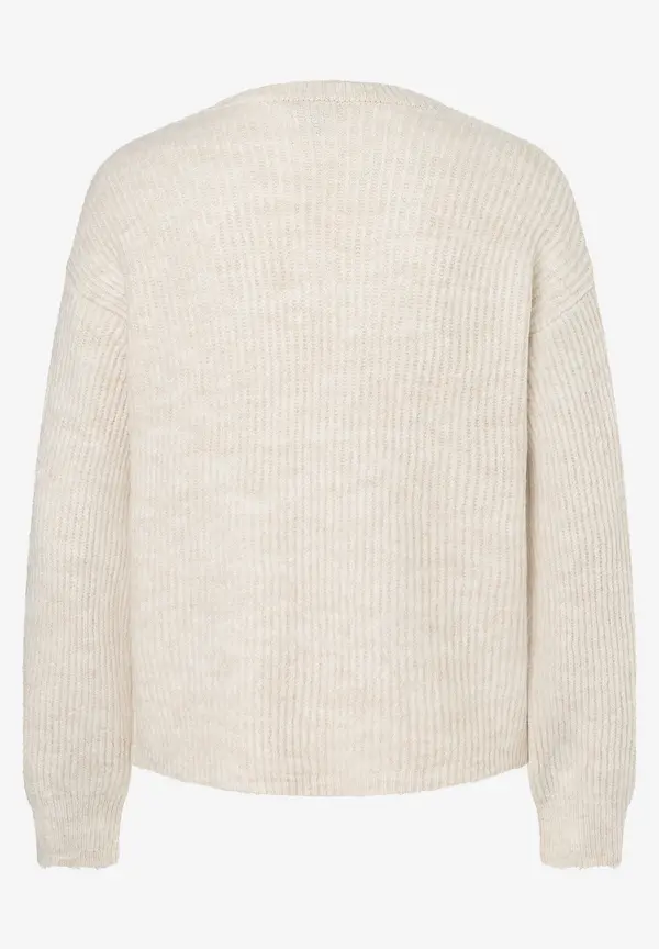 More & More Rippen-Strickjacke, almond melange, Herbst-Kollektion Outlet