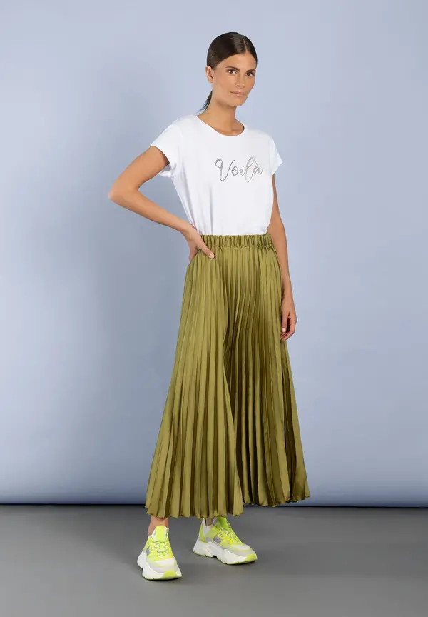 More & More T-Shirt mit Strass-Schriftzug, weiß Online Outlet