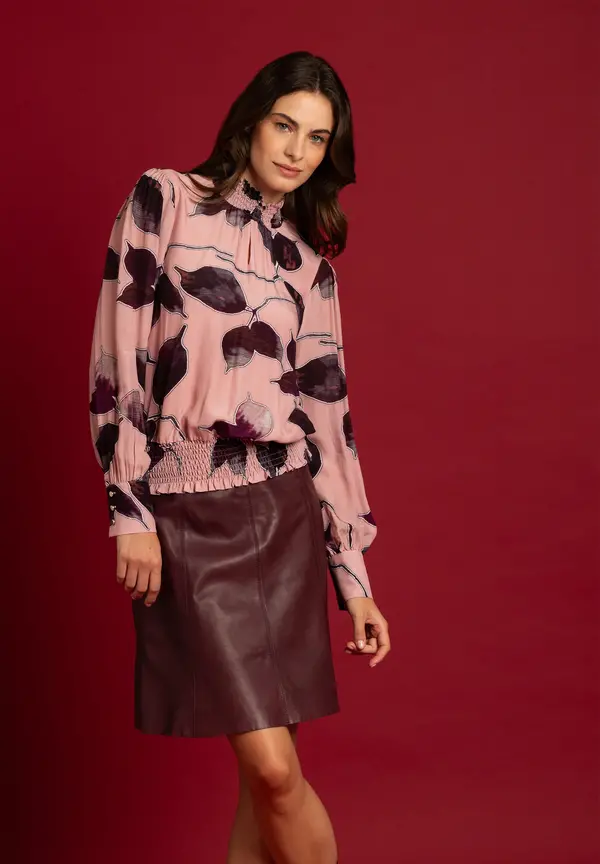 More & More Viskosebluse, Blätterprint, Herbst-Kollektion Letzte 3 Tage