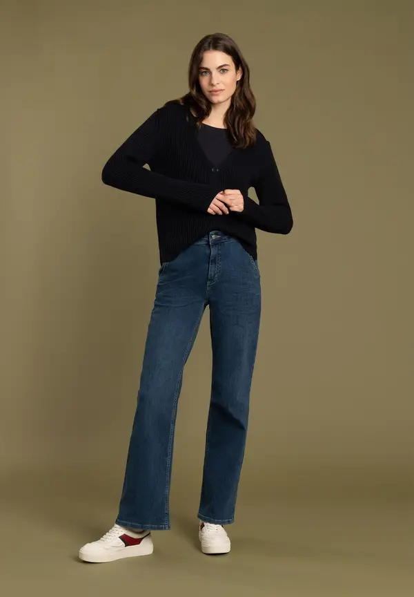 More & More Cardigan, Rippe, marine Sonderangebot der Fabrik