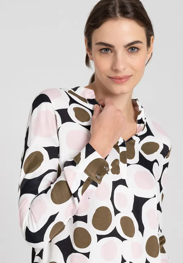 More & More Printbluse, rosé/olive/schwarz, Herbst-Kollektion Discount Store für neue Produkte