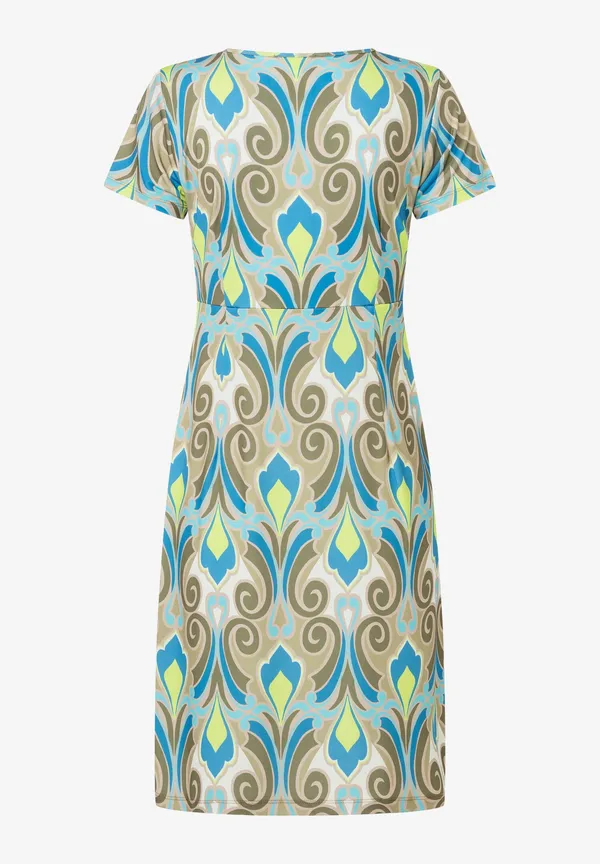More & More Jerseykleid, Ornament-Print, lime/khaki/blau 50% Rabatt für begrenzte Zeit