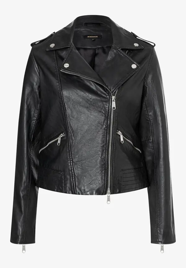 More & More Biker-Lederjacke, schwarz, Herbst-Kollektion Schlussverkauf