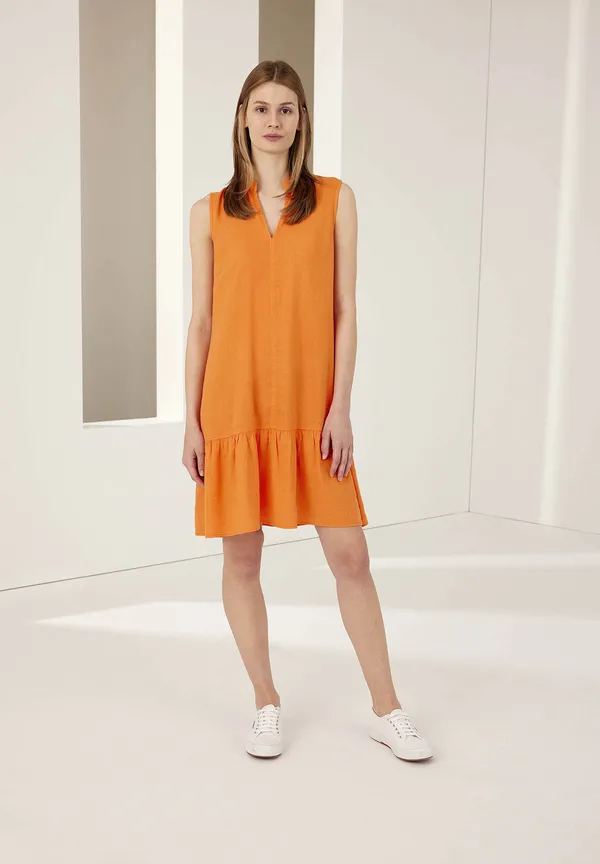 More & More Leinen/Viskose Kleid, fresh orange, Sommer-Kollektion Tiefpreis