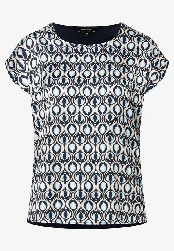More & More Blusenshirt, grafischer Print, marine/hellblau, Frühjahrs-Kollektion Letzte 3 Tage