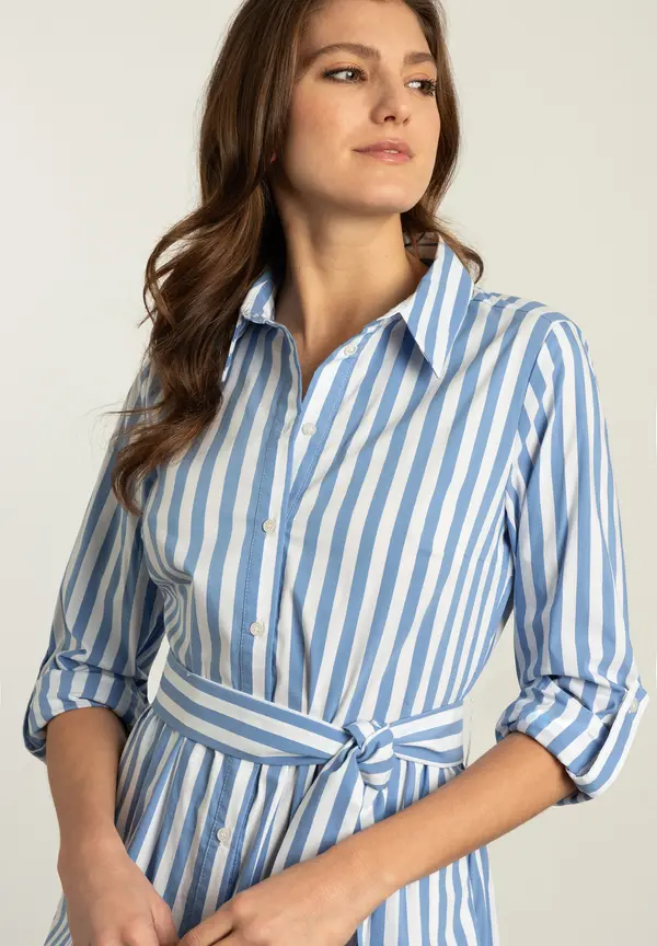 More & More Hemdblusenkleid mit Streifenmuster, blau/weiß, Frühjahrs-Kollektion JETZT KAUFEN