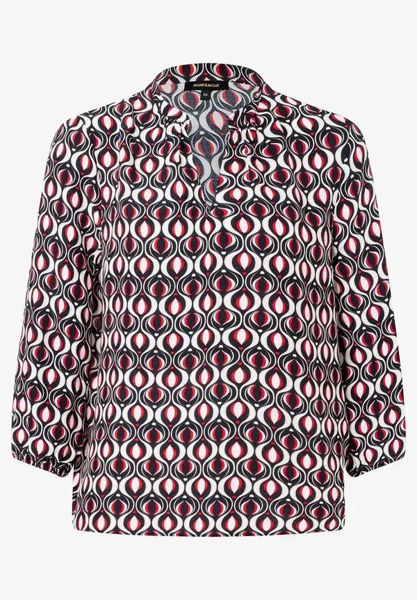 More & More Viskosebluse, grafischer Print, marine/rot, Frühjahrs-Kollektion Letzter Tag