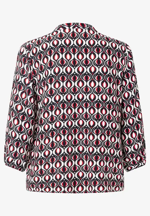 More & More Viskosebluse, grafischer Print, marine/rot, Frühjahrs-Kollektion Letzter Tag
