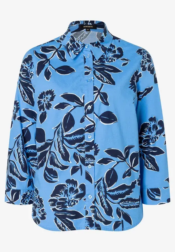 More & More Hemdbluse, Flowerprint, hellblau/marine, Frühjahrs-Kollektion Verkauf