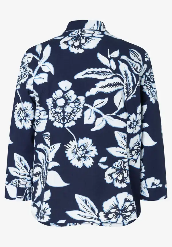 More & More Hemdbluse, Flowerprint, marine/weiß, Frühjahrs-Kollektion Fabrikverkauf