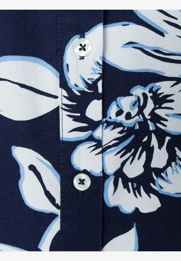 More & More Hemdbluse, Flowerprint, marine/weiß, Frühjahrs-Kollektion Fabrikverkauf