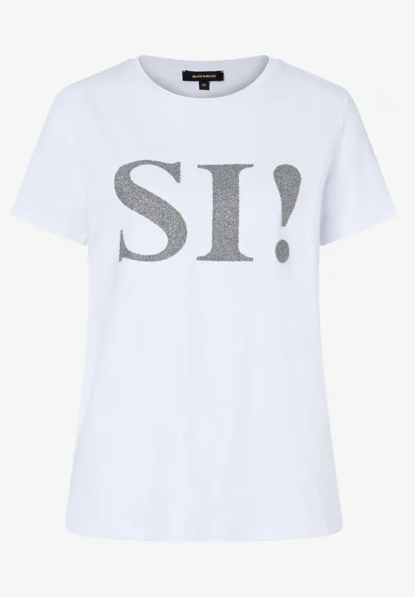 More & More T-Shirt mit Perlenaufschrift, weiß, Herbst-Kollektion Heißer Verkauf