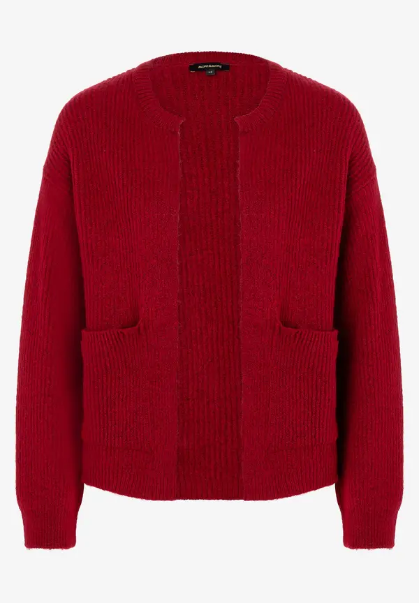 More & More Rippen-Strickjacke, rot, Herbst-Kollektion Räumungsverkauf