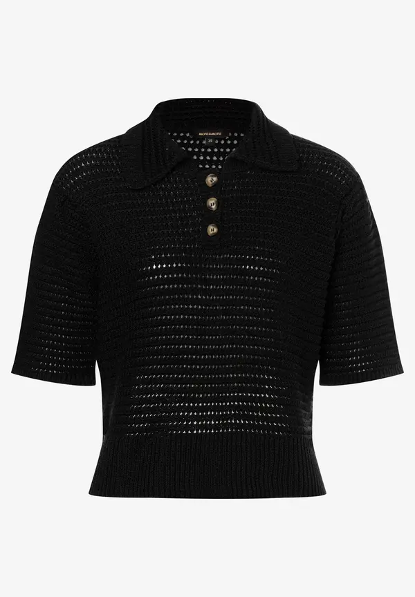More & More Ajour Pullover mit Kragen, schwarz, Frühjahrs-Kollektion Kostenloser Versand international