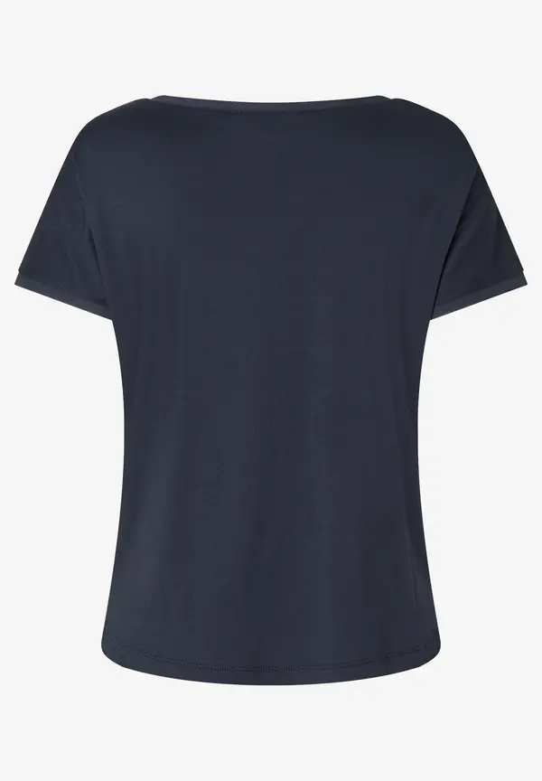 More & More T-Shirt mit Chiffonkante, marine, Frühjahrs-Kollektion Schlussverkauf