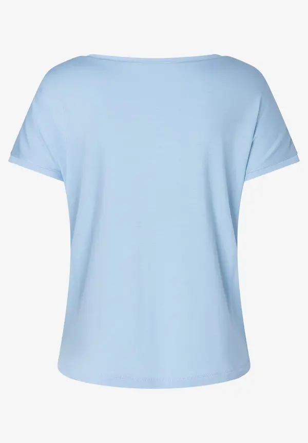More & More T-Shirt mit Chiffonkante, hellblau, Frühjahrs-Kollektion Fabrikpreis