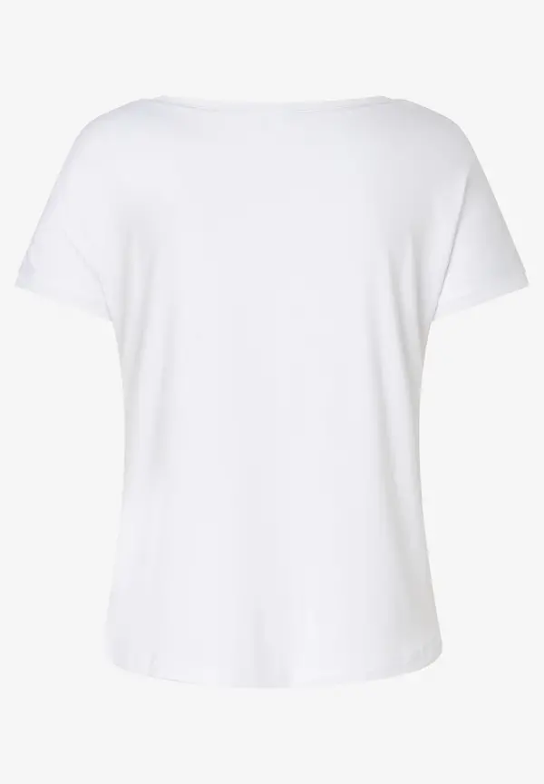 More & More T-Shirt mit Chiffonkante, weiß, Frühjahrs-Kollektion Versandkostenfrei