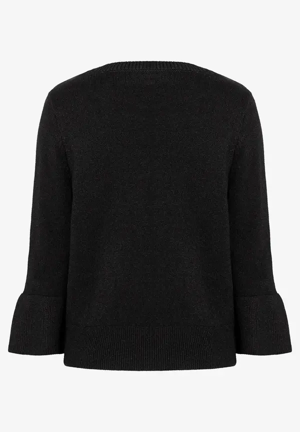 More & More Pullover mit Volantärmel, schwarz, Herbst-Kollektion Zeitlich begrenztes Angebot