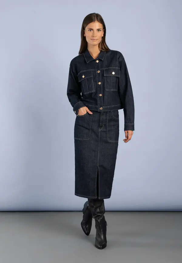 More & More Jeansjacke, dark blue denim Kostenlose Rückgabe