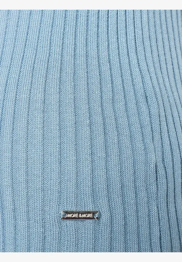 More & More Rippstrick-Pullover, Kurzarm, hellblau Letzter Tag