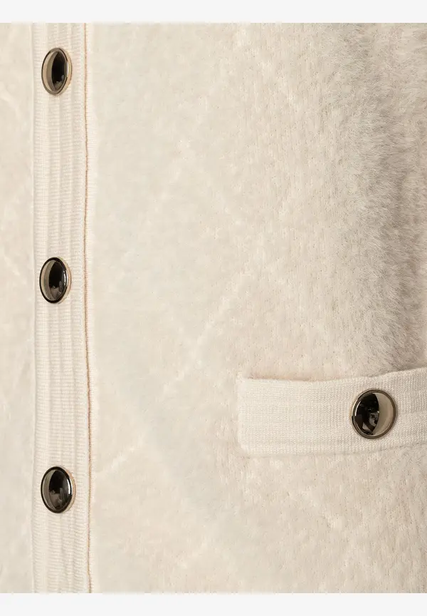 More & More Fell-Strickjacke, powder creme Bis zu 65% Rabatt
