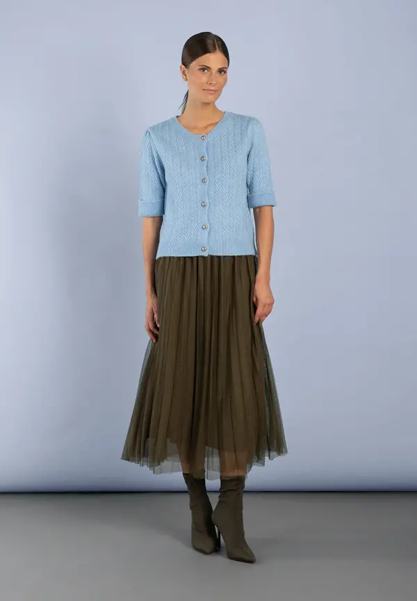 More & More Cardigan, Kurzarm, hellblau Nur noch ein Tag übrig