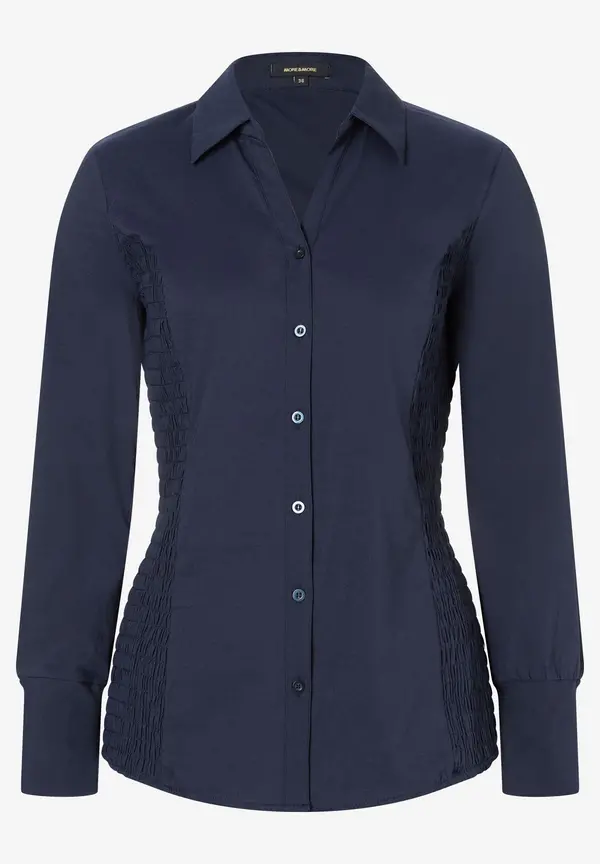 More & More Hemdbluse mit Smok-Einsatz, marine Super Rabatt