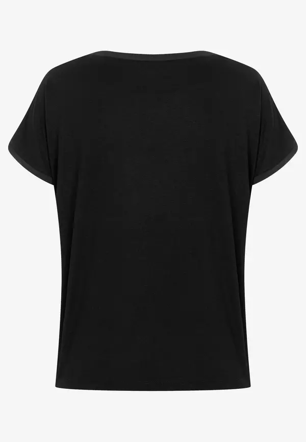 More & More T-Shirt mit Chiffonkante, schwarz, Frühjahrs-Kollektion 50% Rabatt für begrenzte Zeit