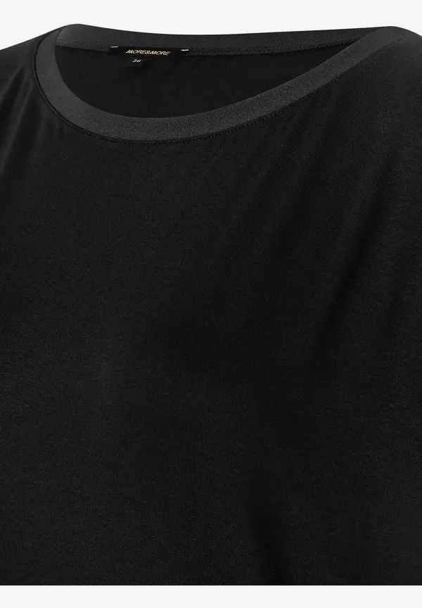 More & More T-Shirt mit Chiffonkante, schwarz, Frühjahrs-Kollektion 50% Rabatt für begrenzte Zeit