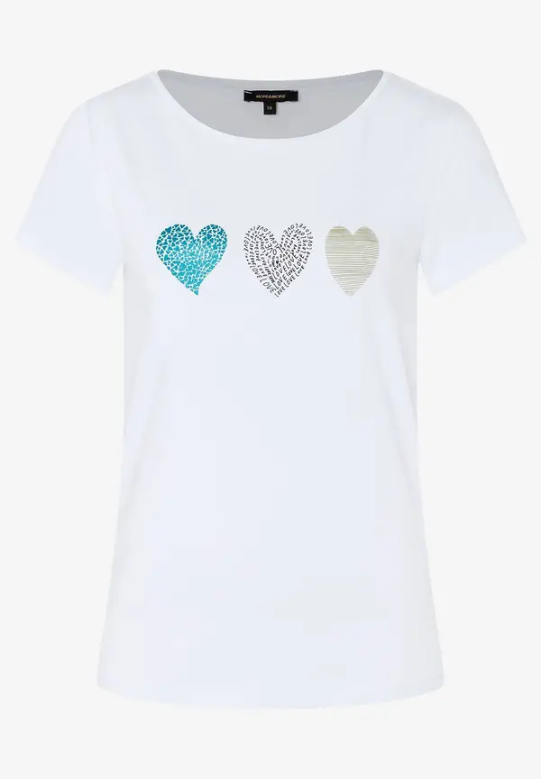 More & More T-Shirt mit Herz-Print, weiß, Frühjahrs-Kollektion Verkauf