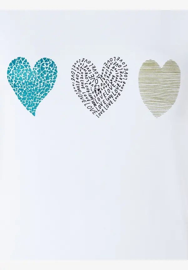 More & More T-Shirt mit Herz-Print, weiß, Frühjahrs-Kollektion Verkauf