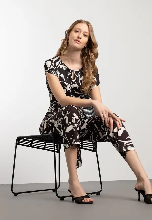 More & More Jersey Jumpsuit, schwarz/ecru, Frühjahrs-Kollektion Günstiger Verkauf