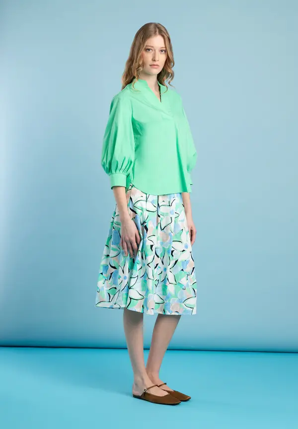 More & More Baumwoll/Stretch Bluse, march green, Frühjahrs-Kollektion Günstig kaufen
