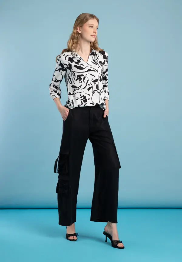 More & More Printbluse, schwarz/ecru, Frühjahrs-Kollektion Neueste Mode