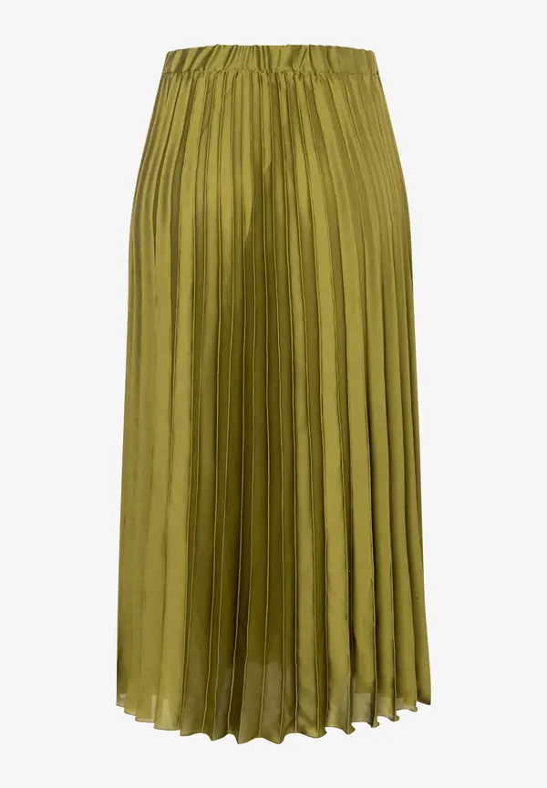 More & More Satin Plisséerock, soft moss green Tiefpreis