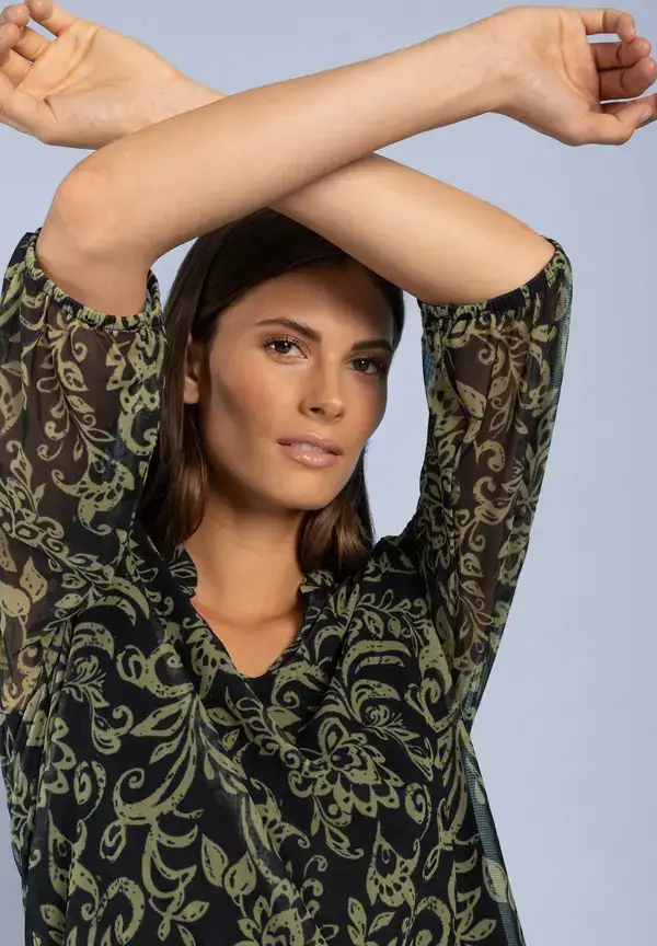 More & More Meshshirt, Paisleyprint, marine/grün Letzte 2 Tage