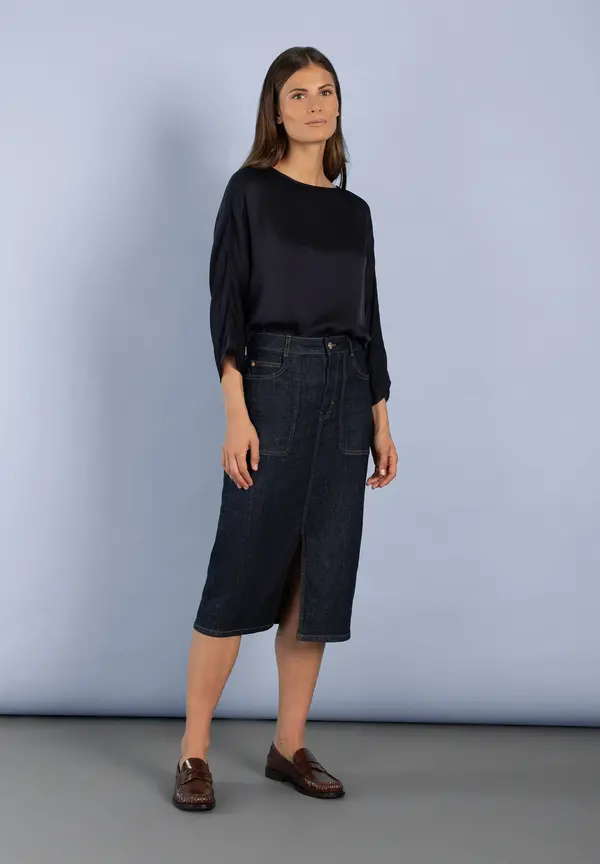 More & More Satinbluse, marine Bis zu 65% Rabatt