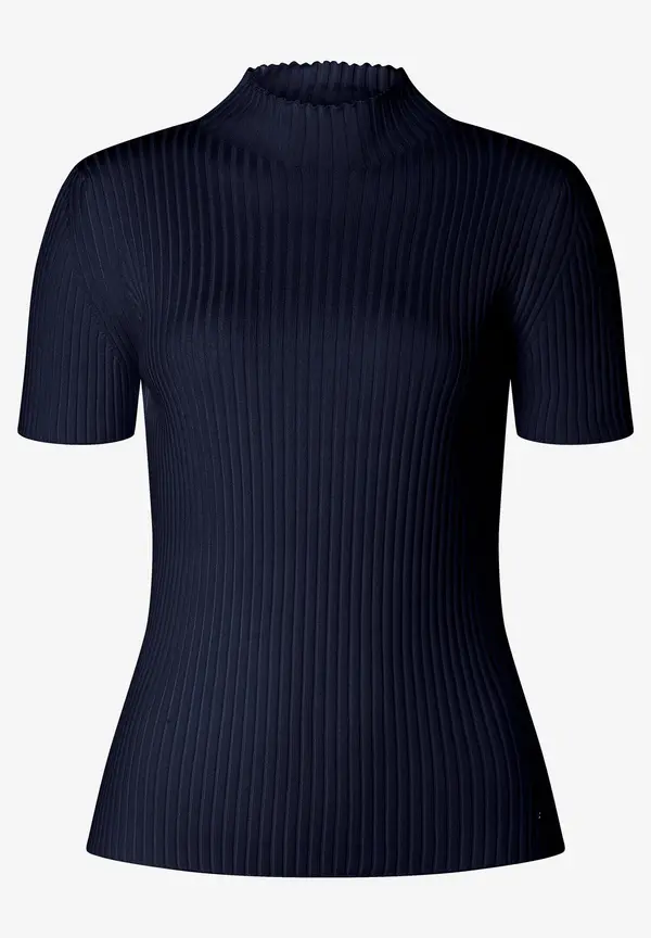 More & More Rippstrick-Pullover, Kurzarm, marine Vierteljährliche Förderung