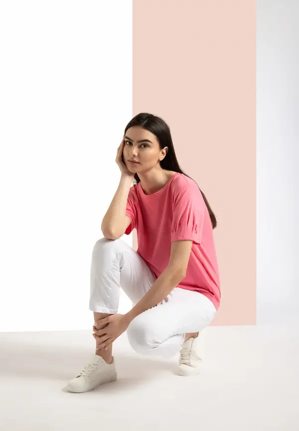 More & More Shirt mit Faltendetail, sorbet pink, Sommer-Kollektion Black Friday