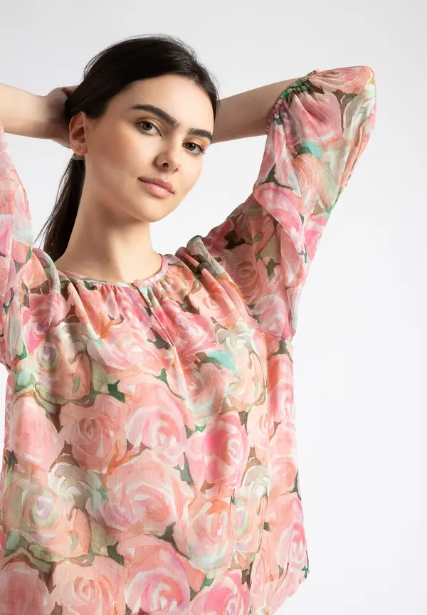 More & More Chiffonbluse, Rosenprint, Sommer-Kollektion Vatertagsangebot