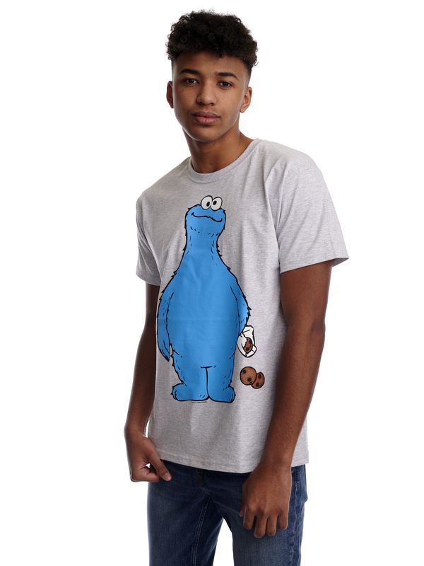 ﻿Nastrovje Potsdam Sesamstrasse Cookie Thief Herren T-Shirt grau meliert Super Sparpreis