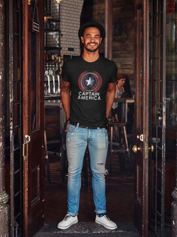 Nastrovje Potsdam Captain America Flash Logo Herren T-Shirt schwarz Bis zu 50% Rabatt