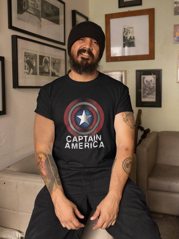 Nastrovje Potsdam Captain America Flash Logo Herren T-Shirt schwarz Bis zu 50% Rabatt