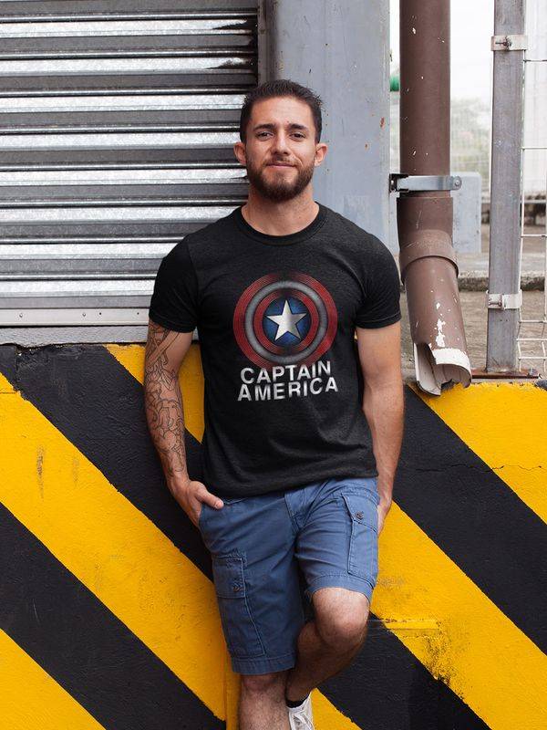 Nastrovje Potsdam Captain America Flash Logo Herren T-Shirt schwarz Bis zu 50% Rabatt